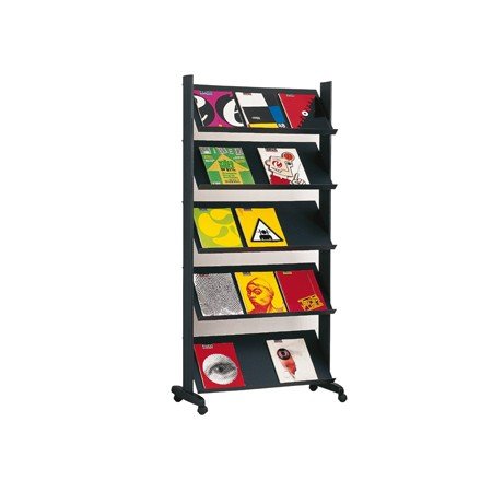 Expositor Paperflow de Solo Metalico Preto com Rodas 1650 x 380 x 825 Mm