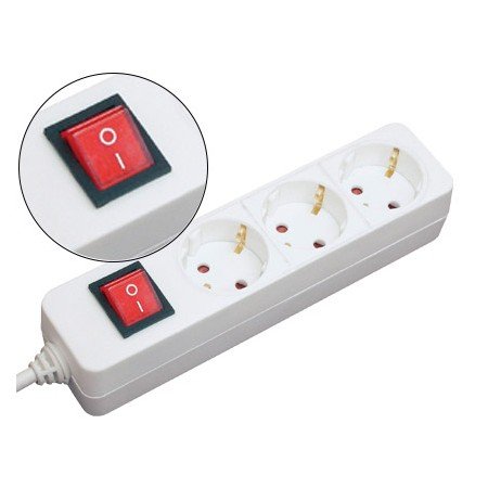 Extensao 3 Tomadas Mediarange Branca com Interruptor Comprimento Cabo 1,4M