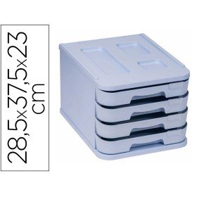 Ficheiro de Gavetas de Secretaria Faibo Plastico 100% Reciclavel 4 Gavetas Azul Pastel 28,5X37,5X23 Cm