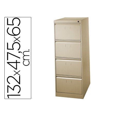 Ficheiro Metalico Para Capas de Suspensao com 4 Gavetas Anti-Torcao Na Cor Bege