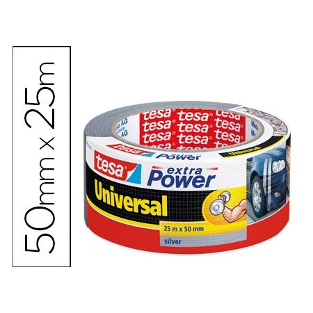 Fita Adesiva Tesa Americana 25 Mt x 50 Mm Extra Power Cor Prata