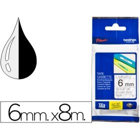 Fita Brother Tz-111 Transparente-Preto 6Mm x 8 Mt