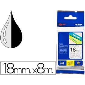 Fita Brother Tz-141 Laminada Transparente-Preto 18 Mm x 8M