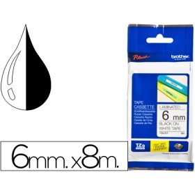Fita Brother Tz-211 Laminada Branco-Preto 6Mm x 8M