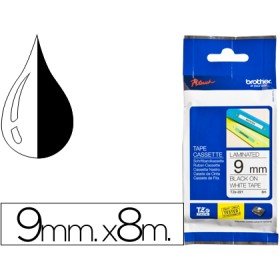 Fita Brother Tz-221 Laminada Branco-Preto 9Mm x 8M
