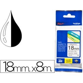 Fita Brother Tz-241 Laminada Branco-Preto 18Mm x 8M