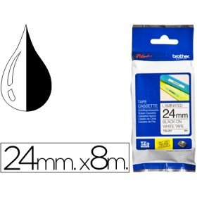 Fita Brother Tz-251 Laminada Branco-Preto 24Mm x 8M
