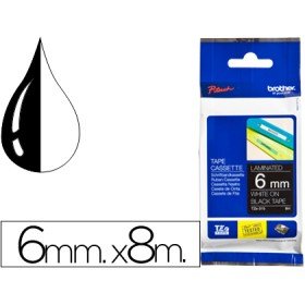 Fita Brother Tz-315 Laminada Preto-Branco 6Mm x 8M