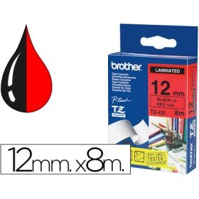 Fita Brother Tz-431 Laminada Vermelho-Preto 12Mm x 8M