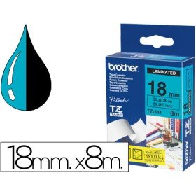 Fita Brother Tz-541 Laminada Azul-Preto 18Mm x 8M