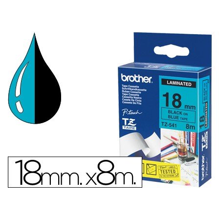 Fita Brother Tz-541 Laminada Azul-Preto 18Mm x 8M
