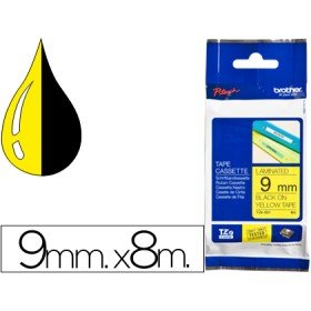 Fita Brother Tz-621 Laminada Amarelo-Preto 9Mm x 8M