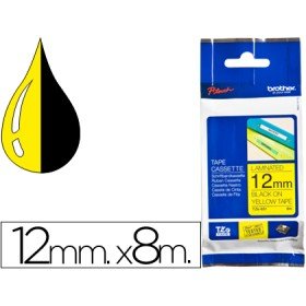 Fita Brother Tz-631 Laminada Amarelo-Preto 12Mm x 8M