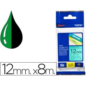 Fita Brother Tz-731 Laminada Verde-Preto 12Mm x 8M