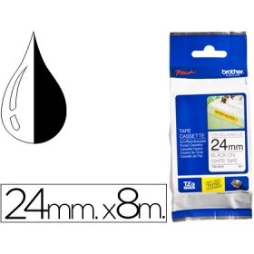 Fita Brother Tz-S251 Super Adesiva Branco-Preto 24Mm x 8M