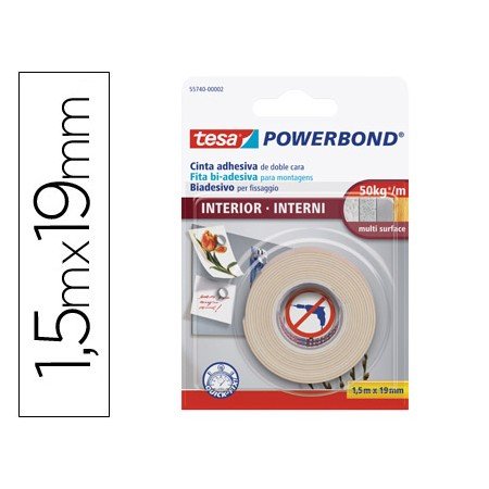 Fita Dupla Face Tesa Interiores 1,5 Mt x 19 Mm