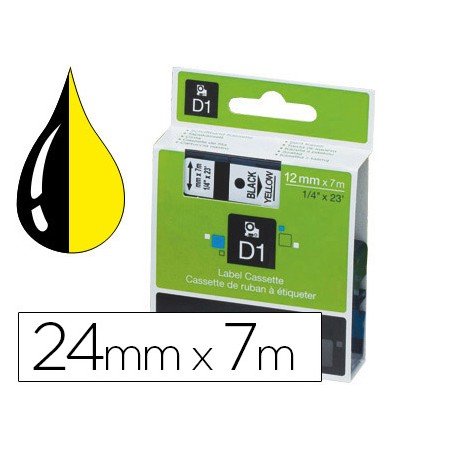 Fita Dymo 1000 Preta-Amarela 24 Mm x 7 M D1