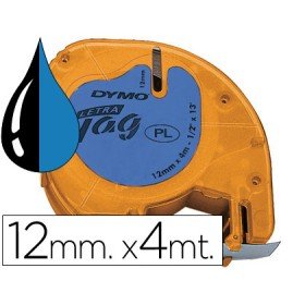 Fita Dymo 12Mmx4Mt -Preto/Ultra Azul Para Maquina Letratag