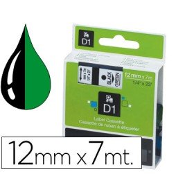 Fita Dymo D1 Preto-Verde 12 Mm x 7 Mt