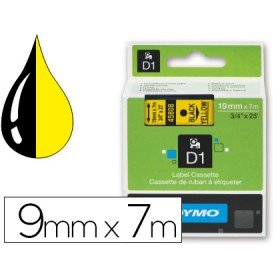 Fita Dymo Preto Amarelo 9 Mm x 7 Mt D1