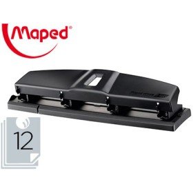 Furador Maped Essentials Metal 4 Furos Capacidade 12 Folhas Cor Preto