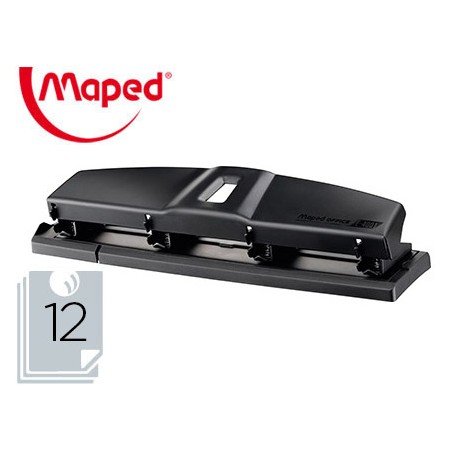 Furador Maped Essentials Metal 4 Furos Capacidade 12 Folhas Cor Preto