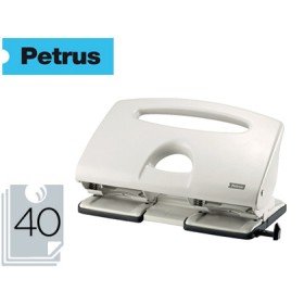 Furador Petrus 505 Metalico Cor Cinza 4 Puncoes Capacidade 40 Folhas