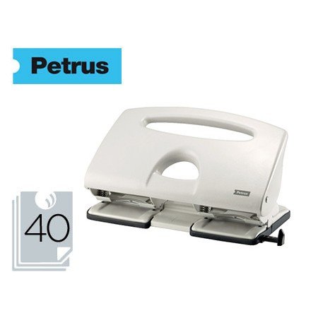 Furador Petrus 505 Metalico Cor Cinza 4 Puncoes Capacidade 40 Folhas