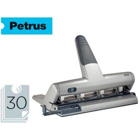 Furador Petrus 514 Metalico Cor Prata 4 Puncoes Capacidade 30 Folhas