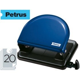 Furador Petrus 52 Metalico Capacidade 20 Folhas Azul