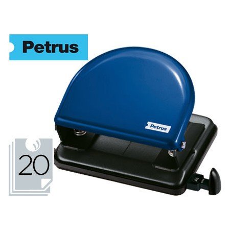 Furador Petrus 52 Metalico Capacidade 20 Folhas Azul