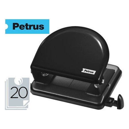 Furador Petrus 52 Metalico Capacidade 20 Folhas Preto