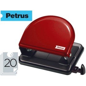 Furador Petrus 52 Metalico Capacidade 20 Folhas Vermelho