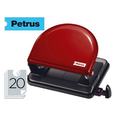 Furador Petrus 52 Metalico Capacidade 20 Folhas Vermelho