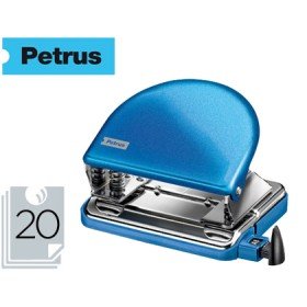 Furador Petrus 52 Wow Azul Metalizado Capacidade 20 Folhas em Blister
