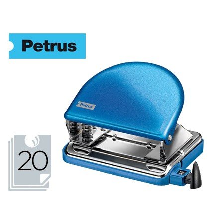 Furador Petrus 52 Wow Azul Metalizado Capacidade 20 Folhas em Blister