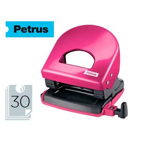 Furador Petrus 62 Wow Fucsia Metalizado Capacidade 30 Folhas