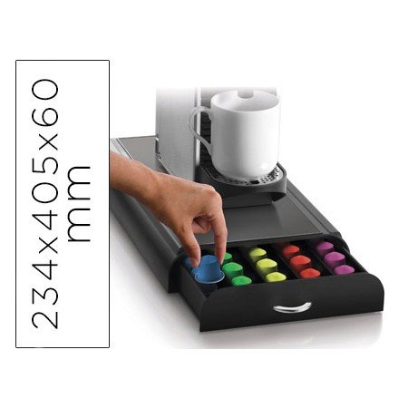 Gaveta Organizadora Cep Poliestireno com 5 Compartimentos Cor Preto Especial Capsulas Monodose