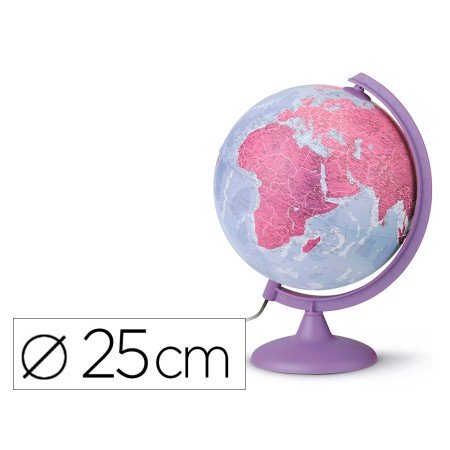 Globo Terrestre Nova Rico com Luz Base E Meridiano Cor Roxo Diametro 25 Cm