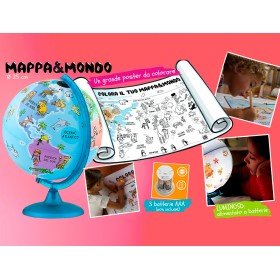 Globo Terrestre Nova Rico com Luz Infantil Mappa&Mondo Base E Meridiano Cor Azul Diametro 25 Cm