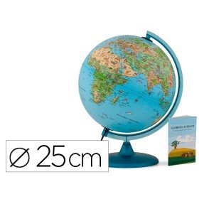 Globo Terrestre Nova Rico com Luz Safari Base E Meridiano Cor Azul Diametro 25 Cm
