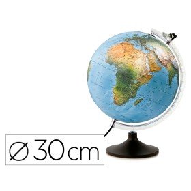 Globo Terrestre Nova Rico com Luz Uranio com Relevo Base E Meridiano com Lupa Diametro 30 Cm