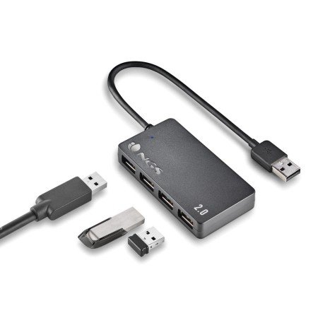 Hub Ngs Tiny 4 Portas com Adaptador de Corrente USB 2.0