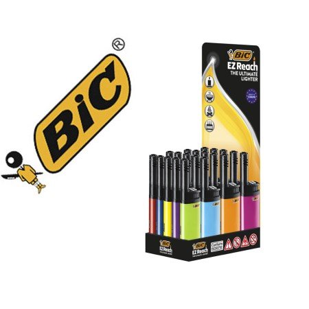 Isqueiro Bic Ez Reach J30 Expositor de 20 Unidades Cores Sortidas