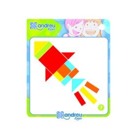 Jogo Andreutoys Formas Geometricas Cores 42 Peças + 24 Modelos 28,6X28,6X3,8 Cm