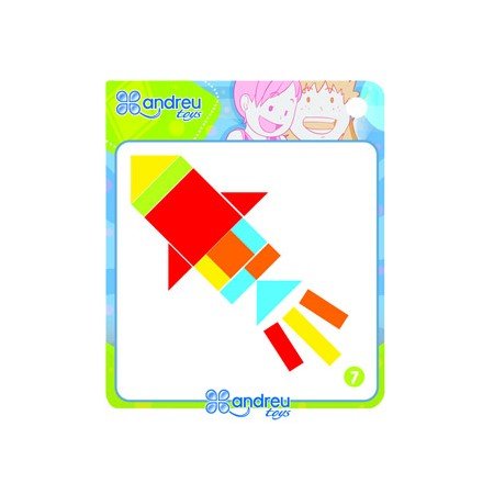 Jogo Andreutoys Formas Geometricas Cores 42 Peças + 24 Modelos 28,6X28,6X3,8 Cm