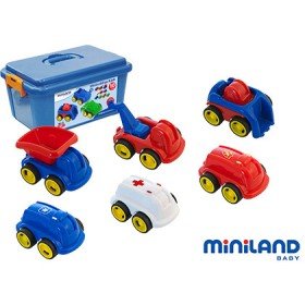 Jogo Didatico Miniland com 10 Veiculos Professionais Flexiveis Para Trabalhar A Educacao Vial