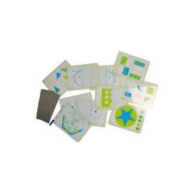 Jogo Fichas Henbea Transparentes + Espelhos Simetrias E Formas 21X15 Cm Set 10 Cartoes + 2 Espelhos