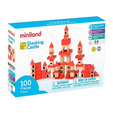 Juego Miniland de Construcccion 100 Piezas Material Madera Ecologica