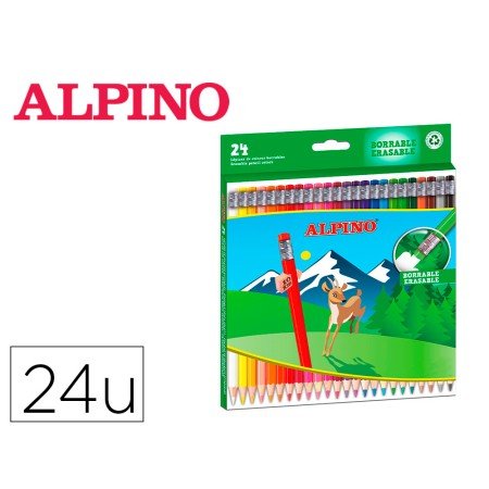 Lapis de Cor Alpino Apagaveis Caixa de 24 Unidades Cores Sortidas